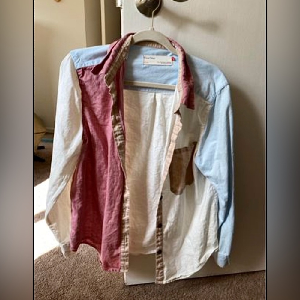 Color Block Button Down Top - Picture 3 of 4